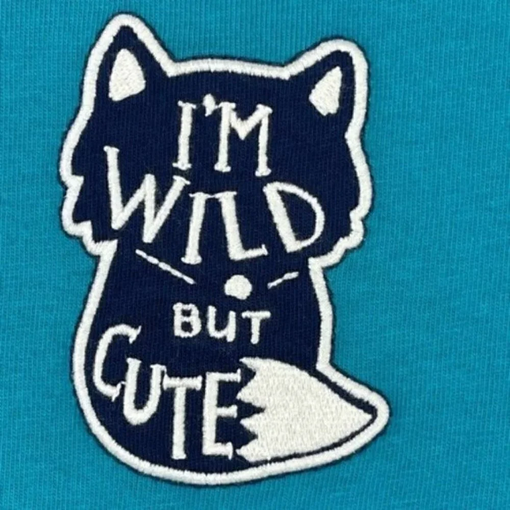 I’m WILD but Cute Fox Baby Tee Short Sleeve Size 6-12M Teal & Blue